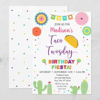 Taco Twosday Fiesta Cactus Birthday Einladung