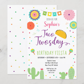 Taco Twosday Fiesta Cactus Birthday Einladung