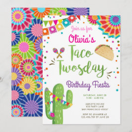 Taco Twosday Fiesta Mexican Girl Zweiter Geburtsta Einladung