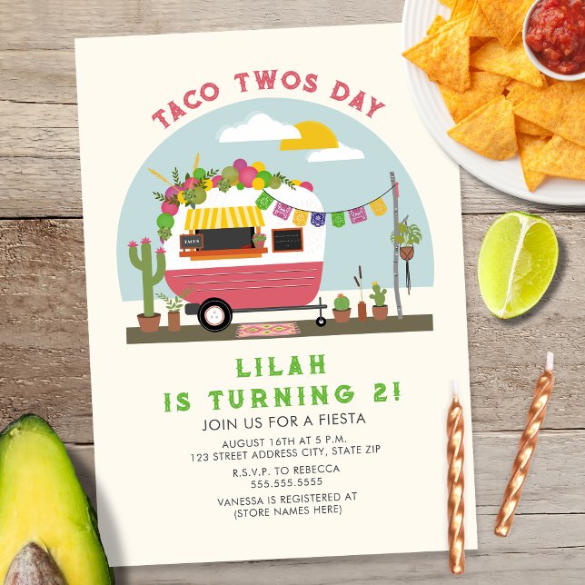 Taco Twosday Girls 2. Geburtstag Einladung Pink (Von Creator hochgeladen)
