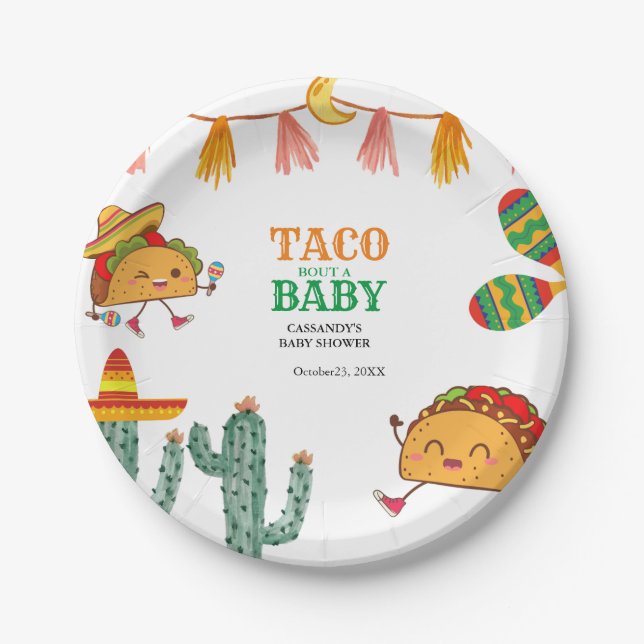 Taco über Baby Mexican Baby Shower bevorzugt Pappteller (Vorderseite)