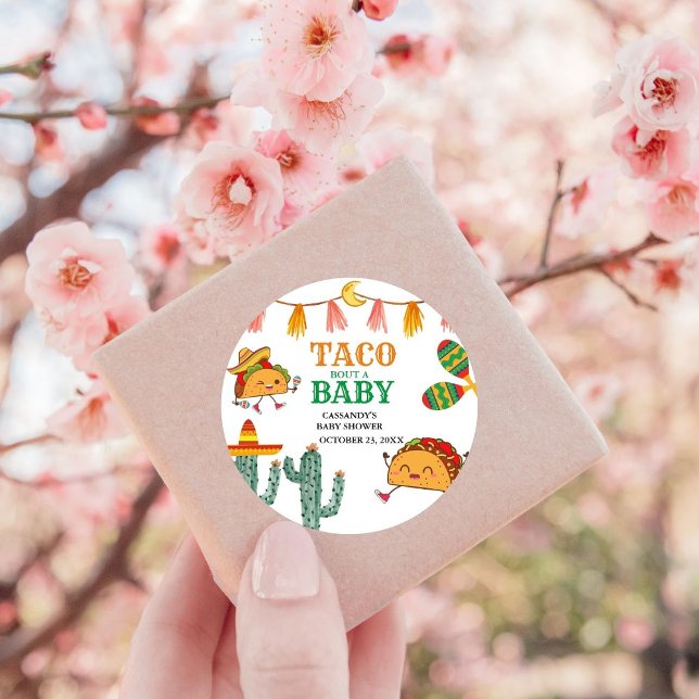 Taco über Baby Mexican Baby Shower bevorzugt Runder Aufkleber (Von Creator hochgeladen)