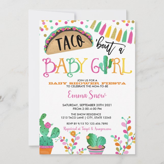 Taco über eine Baby Boy Shower Einladung (Vorderseite)