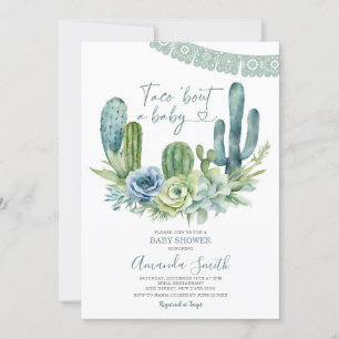Taco über eine Baby Greenery Cactus Baby Shower Einladung