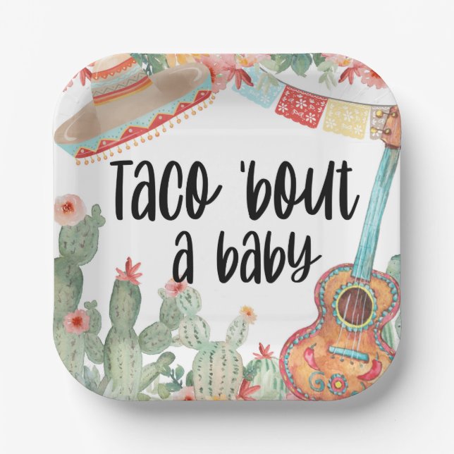 Taco über eine Babydusche, Babydusche einladen, Pappteller (Vorderseite)