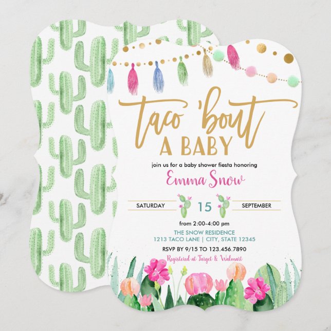 Taco "über eine Babydusche Fiesta Einladung (Vorne/Hinten)