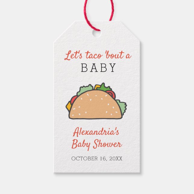 Taco über eine Babydusche mexikanische Fiesta Geschenkanhänger (Vorderseite)
