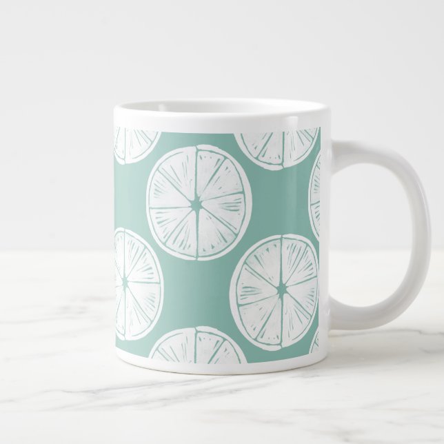 Taco über Liebe | Aquamarines Limones Muster Jumbo-Tasse (Rechts)