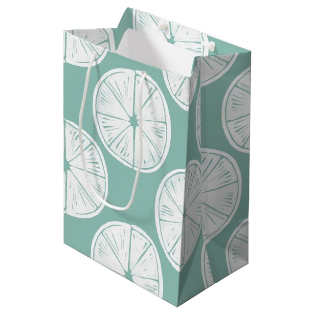 Taco über Liebe | Aquamarines Limones Muster Mittlere Geschenktüte (Vorderseite Schrägansicht)