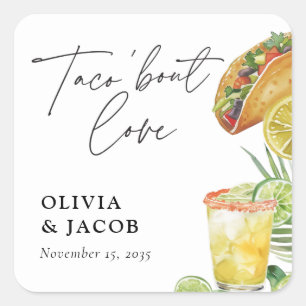 Taco über Liebe Mexikanische Paare Dusche Quadratischer Aufkleber
