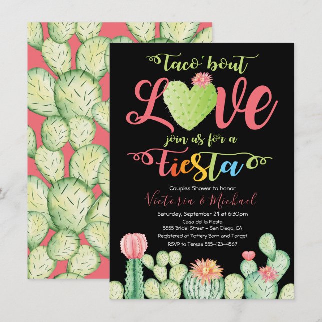 Taco über Liebe Paare Dusche Einladungen (Vorne/Hinten)