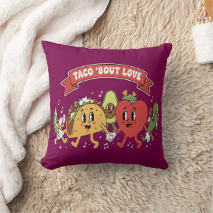 Taco über Liebe Süße Retro-Cartoon Valentinstag Kissen