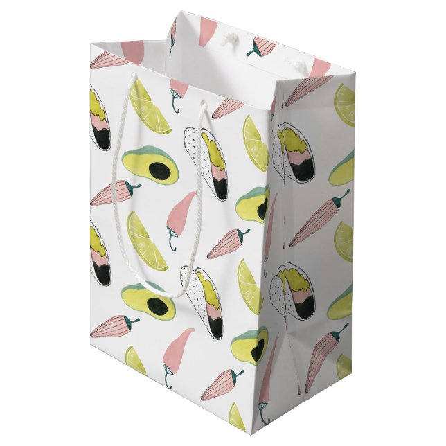 Taco über Liebe | Taco-Element-Kreis Mittlere Geschenktüte (Vorderseite Schrägansicht)