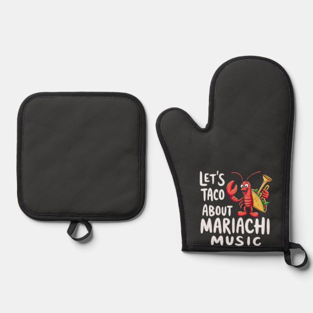 Taco Über Mariachi Music: Funny Lobster Ofenhandschuh & Topflappen-Set (Vorderseite)