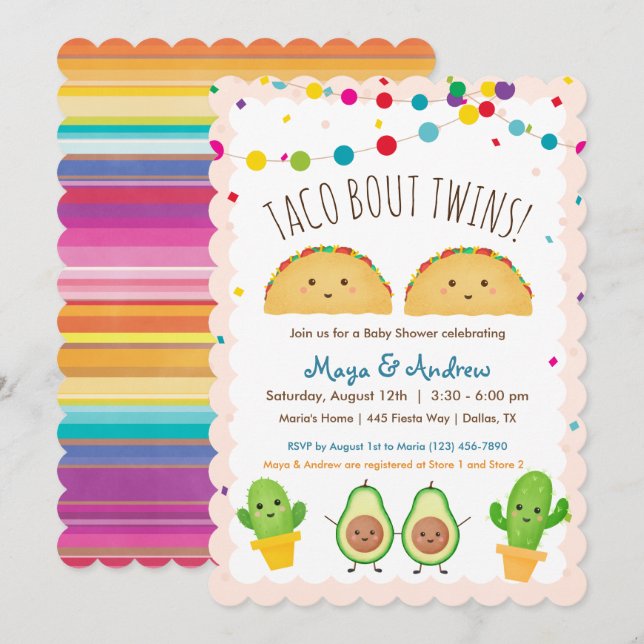 Taco über Twins! Fiesta Theme Twin Baby Shower Einladung (Vorne/Hinten)
