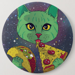 Taco und Pizza Cosmic Space Cat Button