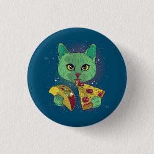 Taco und Pizza Cosmic Space Cat Button
