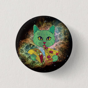 Taco und Pizza Cosmic Space Cat Button