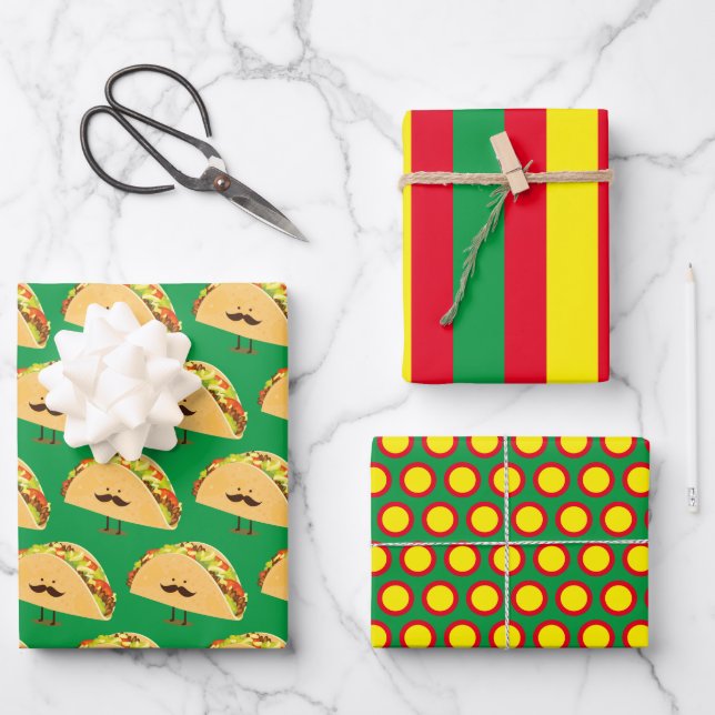 Taco Wrapping Paper Set Geschenkpapier Set (Vorderseite)