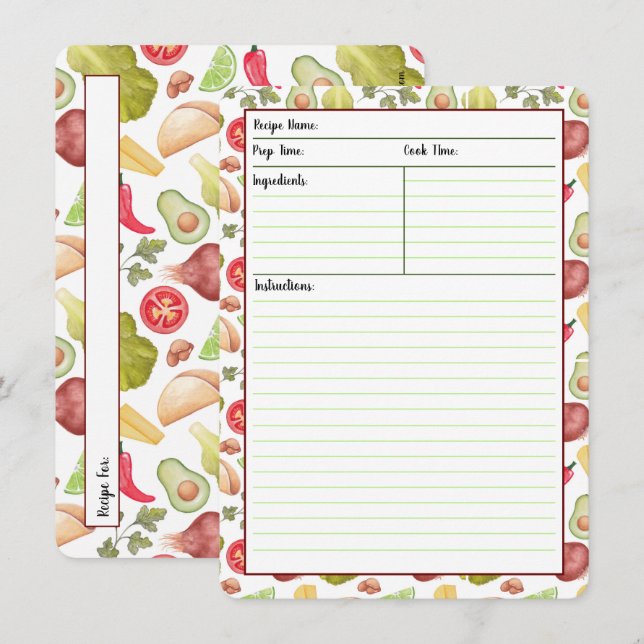 Taco-Zeit-Rezept-Karten Einladung (Vorne/Hinten)