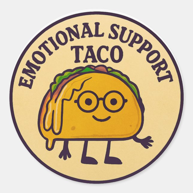 Taco zur emotionalen Unterstützung Runder Aufkleber (Vorderseite)