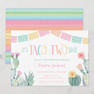 Taco Zweitägige Party Fiesta für Mädchen Einladung