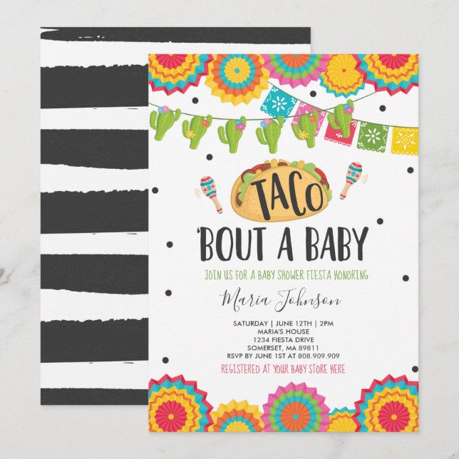Taco'Bout A Baby Fiesta Baby Dusche Einladung (Vorne/Hinten)