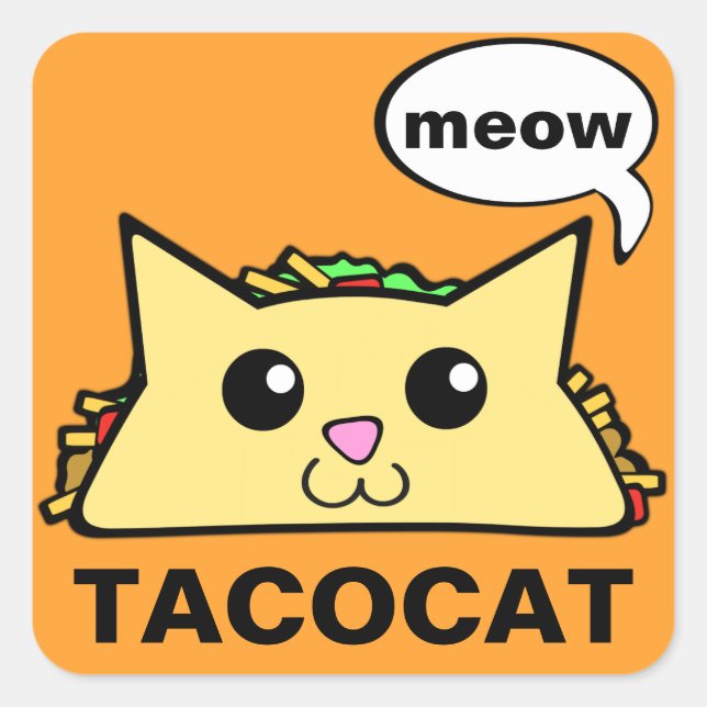 TacoCat Meow Quadratischer Aufkleber (Vorderseite)
