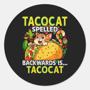 Tacocat rückwärts buchstabiert taco Katze cinco de Runder Aufkleber