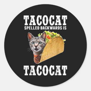 Tacocat rückwärts geschrieben Tacocat Funny Cat Lo Runder Aufkleber