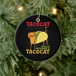 Tacocat Rückwärts geschrieben Tacos Katzen Cinco D Keramik Ornament