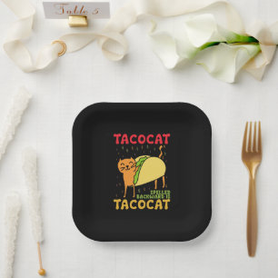 Tacocat Rückwärts Geschrieben Tacos Katzen Cinco D Pappteller