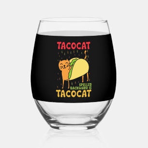 Tacocat Rückwärts Geschrieben Tacos Katzen Cinco D Weinglas Ohne Stiel