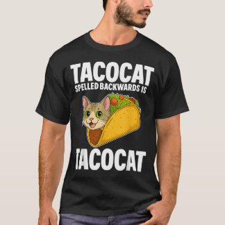 Tacocat Rückwärts Geschriebene Lustige Katze T-Shirt