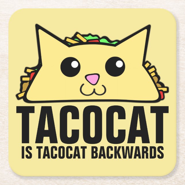 Tacocat rückwärts rechteckiger pappuntersetzer (Vorderseite)