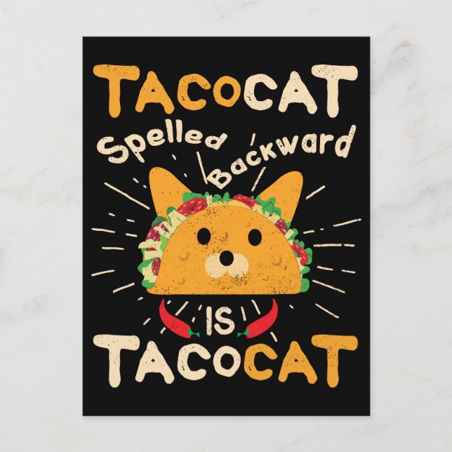 Tacocat Spelled Backwards Cinco de Mayo Cat Taco Postkarte (Vorderseite)