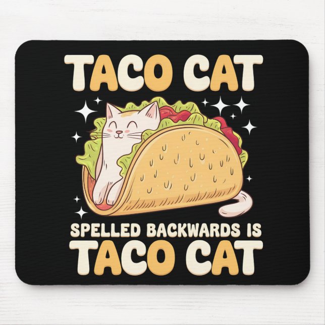 Tacocat-Spur rückwärts Taco Katze mexikanisch Mousepad (Vorne)