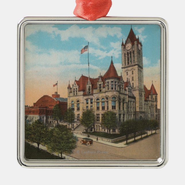 Tacoma, WA - Ansicht des Pierce County Ornament Aus Metall (Vorne)