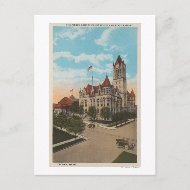 Tacoma, WA - Ansicht von Pierce Landkreis Court Ho Postkarte (Vorderseite)