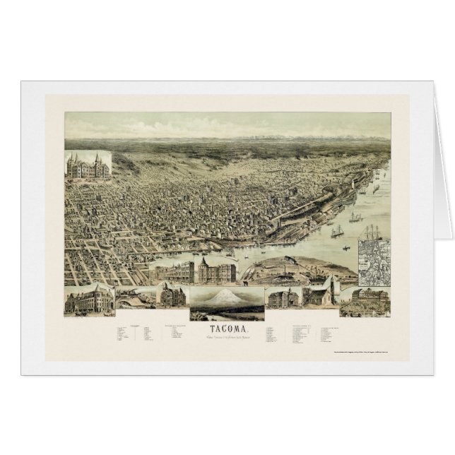 Tacoma, WA panoramische Karte - 1890 (Vorderseite (Horizontal))