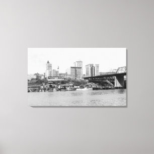 Tacoma, WA - Skyline-Ansicht des Stadtzentrums Leinwanddruck