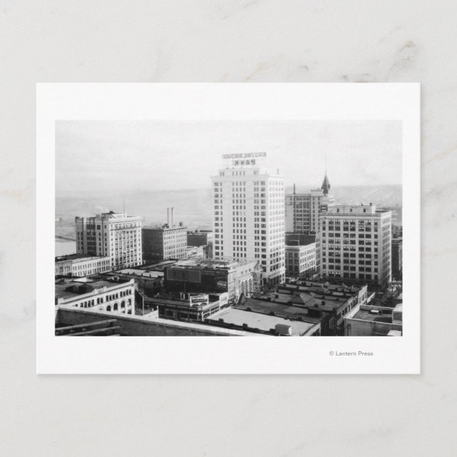 Tacoma, WA Skyline View vom Winthrop Hotel Postkarte (Vorderseite)
