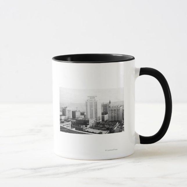 Tacoma, WA Skyline View vom Winthrop Hotel Tasse (Rechts)