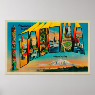 Tacoma, Washington - große Buchstabe-Szenen Poster