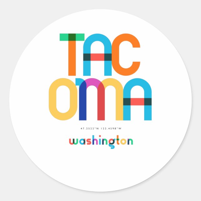 Tacoma Washington Mid Century, Pop Art, Runder Aufkleber (Vorderseite)