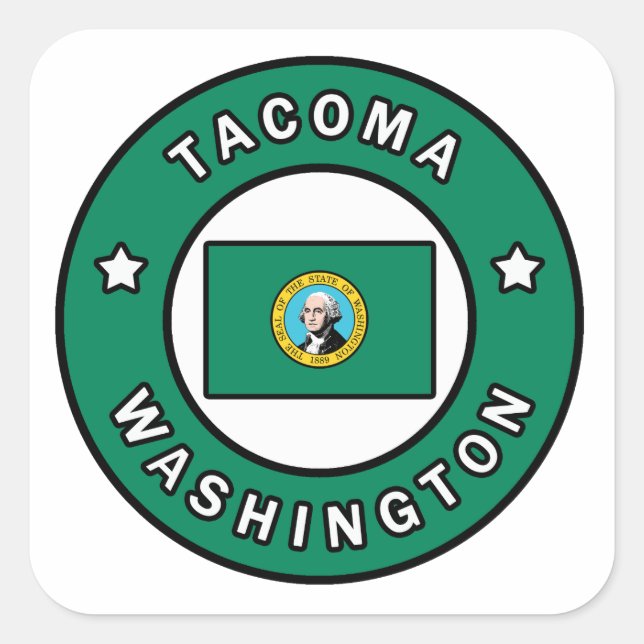 Tacoma Washington Quadratischer Aufkleber (Vorderseite)
