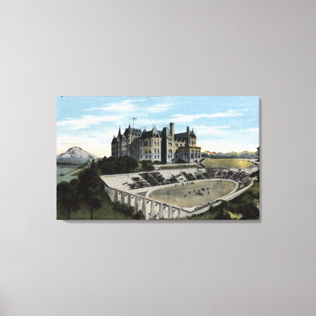 Tacoma, Washington - Sicht auf die High School Leinwanddruck (Vorderseite)