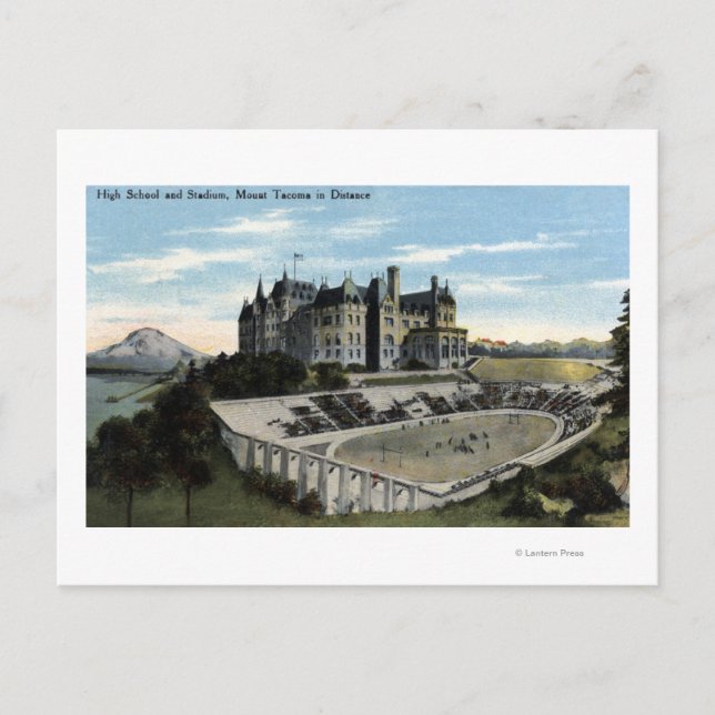 Tacoma, Washington - Sicht auf die High School Postkarte (Vorderseite)