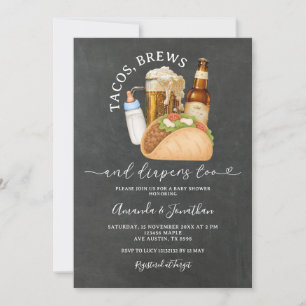 Tacos Brews and Diapers Baby Duschkabine Einladung