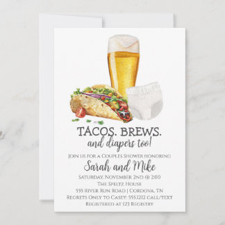 Tacos Brews and Diapers Kinderdusche Einladung